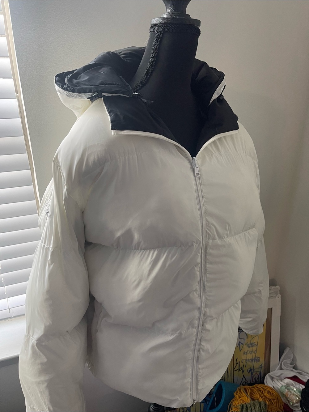 Voight Reversible Puffer Coat with Hoodie & Embroidery Details